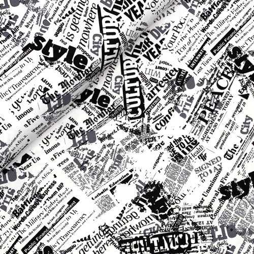 RESTSTÜCK 1,00m !!! - Jersey - Newspaper - black/offwhite