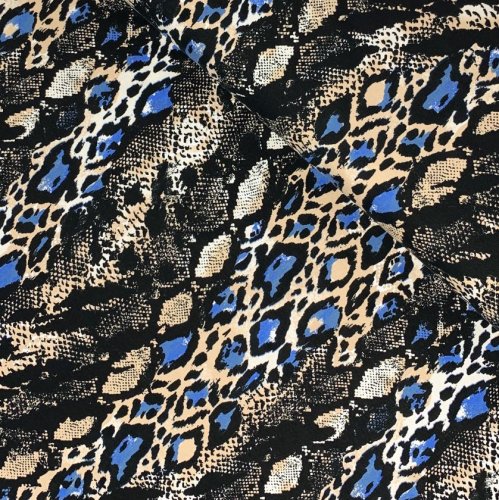 Jersey - Schlangenprint - schwarz/blau/beige