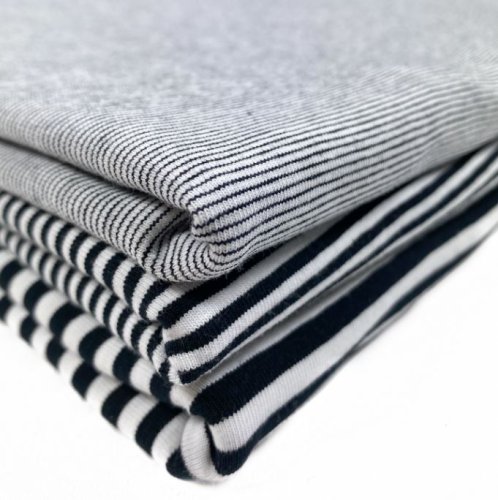 RESTSTÜCK 60cm !!! - Jersey - Streifen - weiß/schwarz meliert - 2/1 mm