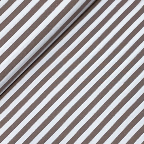 Jersey - Streifen - taupe/white