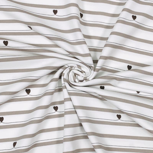 Preview: RESTSTÜCK 0,60m !!! - Jersey - Stripes and Hearts - sand