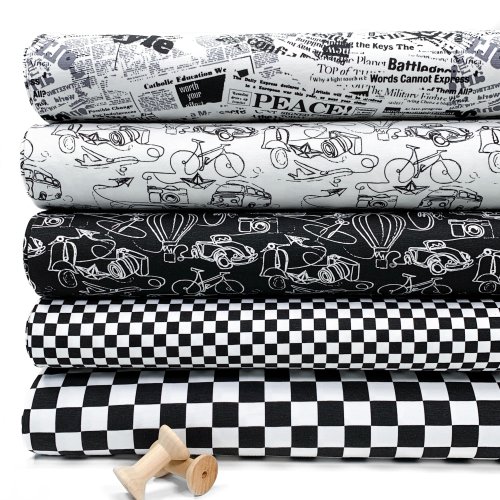 Preview: RESTSTÜCK 0,90m !!! - Jersey - Small Squares - black/white