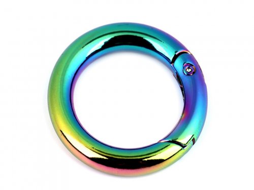 Karabiner Ring - Regenbogen - rund - 25mm