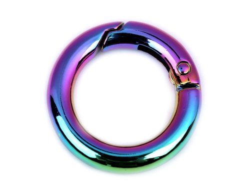 Karabiner Ring - Regenbogen - rund - 18mm