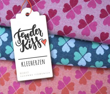 Bio Jacquard - Kleeherzen - apricot/rosa - Tender Kiss - Hamburger Liebe