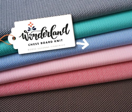 Bio Jacquard Jersey - Chess Board Knit - A17/A04 - meringa/bluette - Wonderland - Hamburger Liebe - Albstoffe