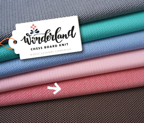 Bio Jacquard Jersey - Chess Board Knit - A17/A63 - meringa/flamme - Wonderland - Hamburger Liebe - Albstoffe