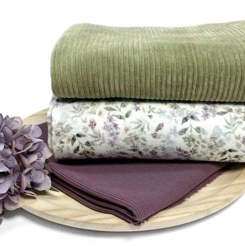 RESTSTÜCK 1,00m !!! - Musselin - Flowers - lilac/grey