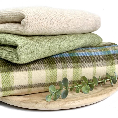 Preview: RESTSTÜCK 1,30m !!! - Mantelflausch - Karo Leicester - olive