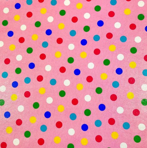 Kunstleder - Punkte bunt - rosa