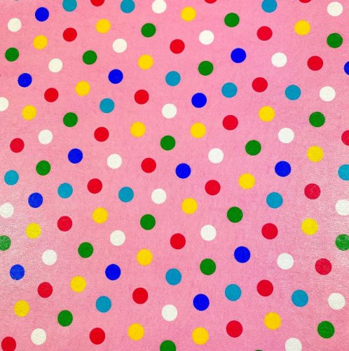 Kunstleder - Punkte bunt - rosa
