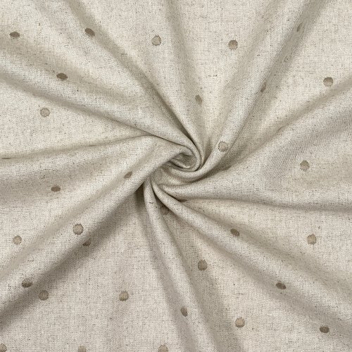 RESTSTÜCK 0,70m !!! - Leinen Viskose - bestickt - Punkte - beige