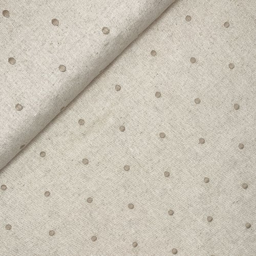 RESTSTÜCK 0,70m !!! - Leinen Viskose - bestickt - Punkte - beige