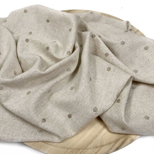 RESTSTÜCK 1,30m !!! - Leinen Viskose - bestickt - Punkte - beige