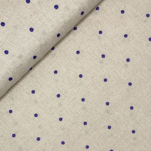 Preview: RESTSTÜCK 1,10m !!! - Leinen Viskose - bestickt - Punkte - königsblau