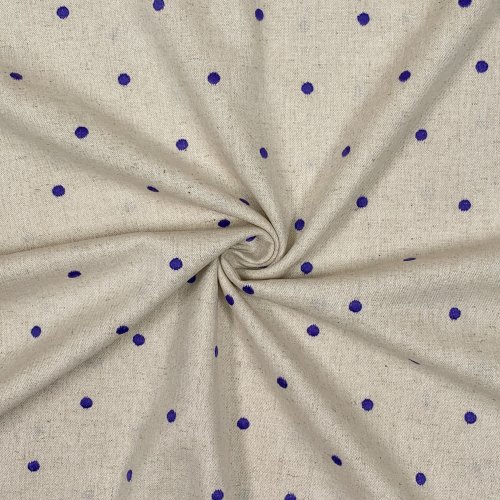 Preview: RESTSTÜCK 1,10m !!! - Leinen Viskose - bestickt - Punkte - königsblau