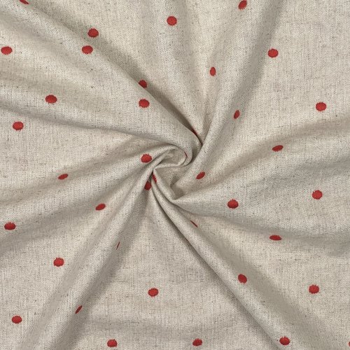 Preview: RESTSTÜCK 0,80m !!! - Leinen Viskose - bestickt - Punkte - rot