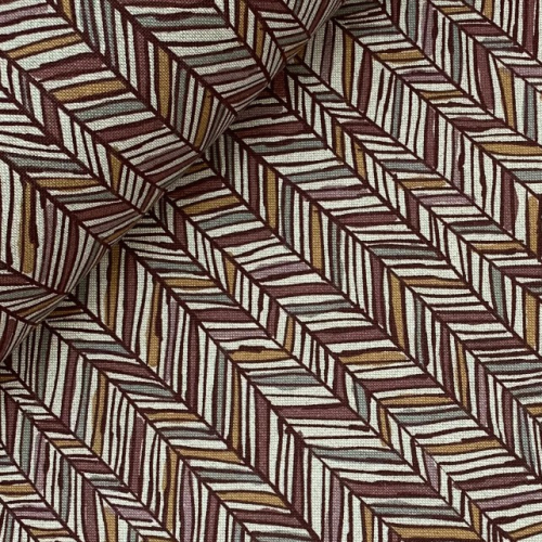 Preview: Canvas Leinenlook - Fischgrät - beige