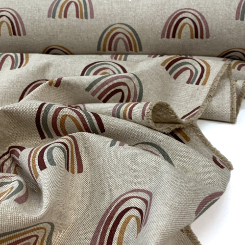 Canvas Leinenlook - Regenbogen - beige