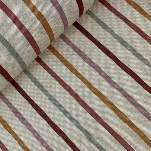 Preview: Canvas Leinenlook - Streifen - beige