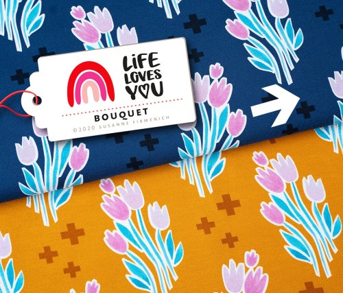 Bio Sweat - Bouquet - Col.1 - dunkelblau - Life Loves You - Hamburger Liebe - Albstoffe