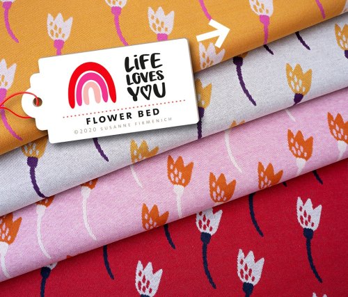 RESTSTÜCK 1,10m !!! - Bio Jacquard - Flower Bed - curry - Col. 01 - Life Loves You - Hamburger Liebe - Albstoffe