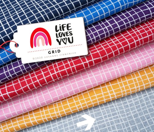 RESTSTÜCK 60cm !!! - Bio Jacquard - Grid - mittelgrau-melange/meringa - A31/A17 - Life Loves You - Hamburger Liebe - Albstoffe
