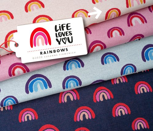 RESTSTÜCK 1,70m !!! - Bio Jacquard - Rainbows - Col. 01 - Life Loves You - Hamburger Liebe - Albstoffe