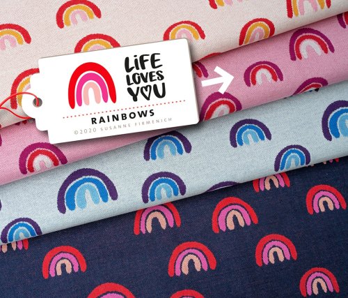Bio Jacquard - Rainbows - rosa - Col. 02 - Life Loves You - Hamburger Liebe - Albstoffe