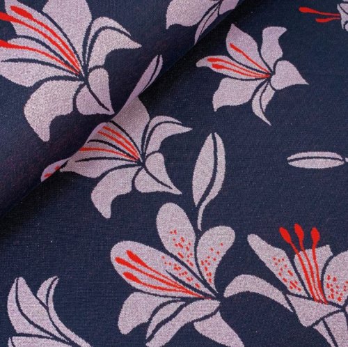 Bio Jacquard - Like a Lily - Col. 04 - blue navy - Shine - Hamburger Liebe - Albstoffe