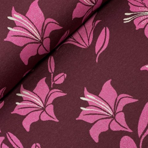 Bio Jacquard - Like a Lily - Col. 03 - bordeaux - Shine - Hamburger Liebe - Albstoffe