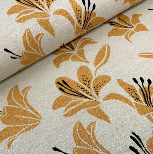 RESTSTÜCK 65cm !!! - Bio Jacquard - Like a Lily - Col. 02 - meringa - Shine - Hamburger Liebe - Albstoffe