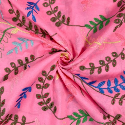 Lochstickerei - Gräser - Baumwolle - rosa