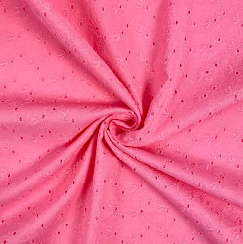 Lochstickerei - uni rosa - Baumwolle