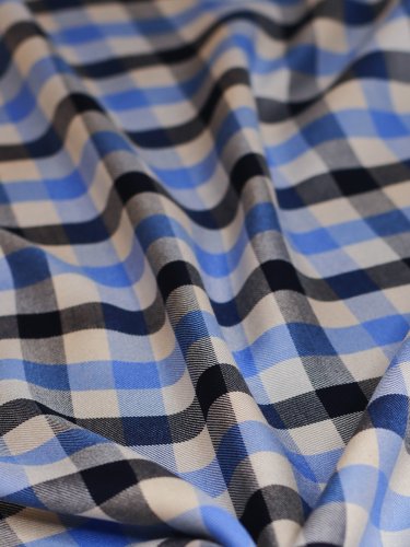Viskose mit Livaeco™ Fasern - Tino Check - bright blue - meetMilk