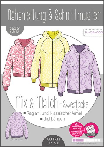 Papierschnittmuster - Mix & Match - Sweatjacke - Damen - Kibadoo