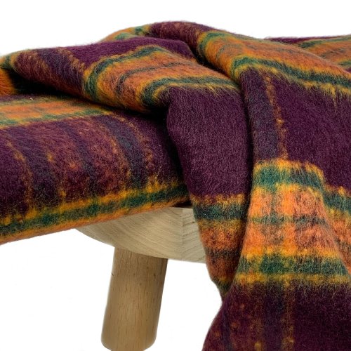 RESTSTÜCK 50cm !!! - Mantelstoff - Karo Bradford - bordeaux/orange