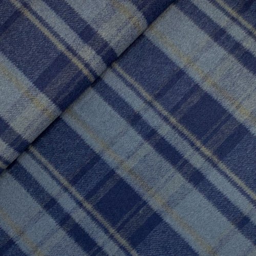 Preview: RESTSTÜCK 0,50m !!! - Mantelflausch - Karo Yorkshire - blue