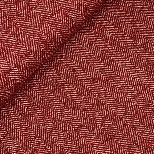 Mantelstoff - Fischgrat Tweed - bordeaux