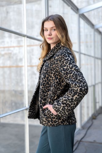 Mantelstoff - Leona Leo - grey/black