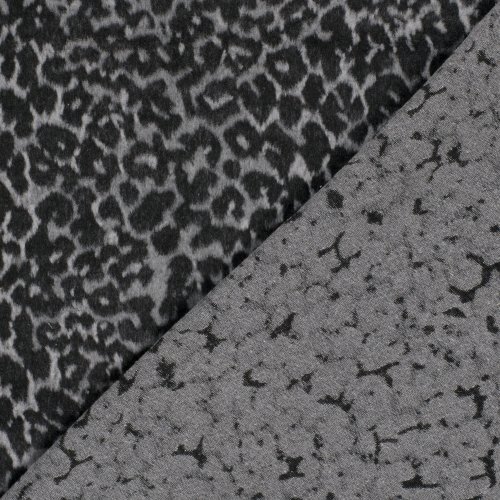 Mantelstoff - Leona Leo - grey/black
