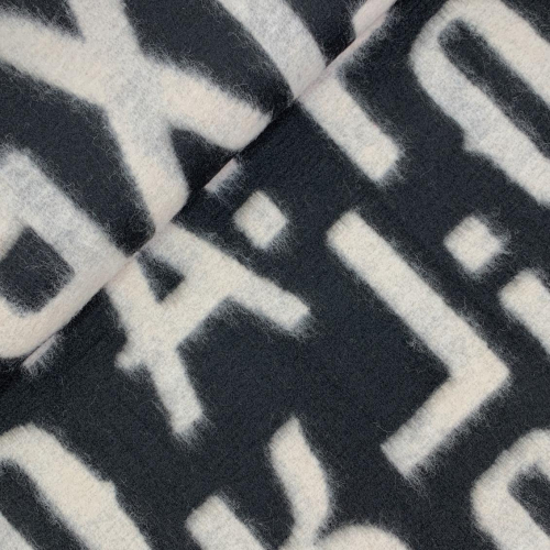 Preview: RESTSTÜCK 1,40m !!! - Mantelstrick - Wool - Alphabet - white/black