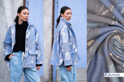 Mantelstoff - Walk - blue/grey - Fibremood