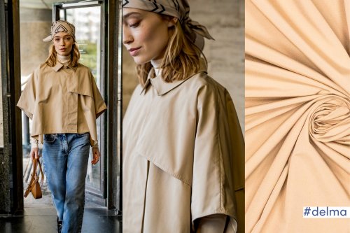 RESTSTÜCK 1,30m!!! - Jackenstoff - Trench - Webware - uni - beige - Fibremood No. 27