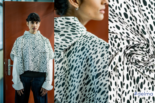 RESTSTÜCK 1,70m !!! - Jackenstoff - Trench - Webware - Dots - offwhite - Fibremood No. 27