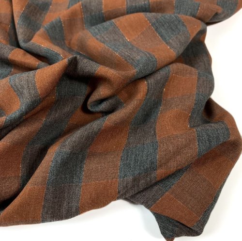Viskose - Metallic Check - big - terra grey gold