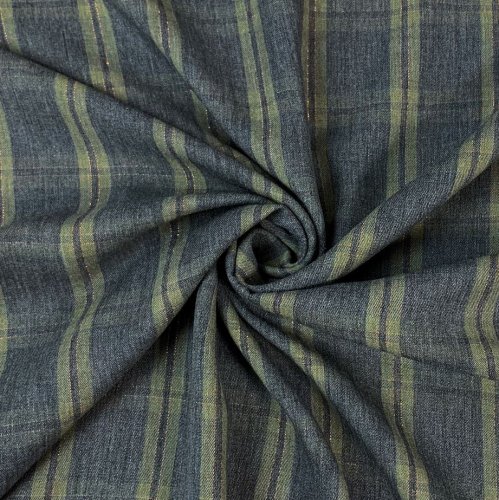 Preview: RESTSTÜCK 1,30cm !!! - Viskose - Metallic Check - small - khaki grey gold