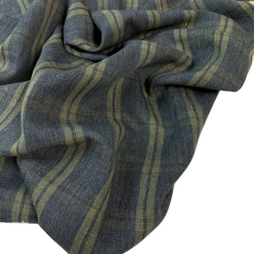 RESTSTÜCK 1,30cm !!! - Viskose - Metallic Check - small - khaki grey gold