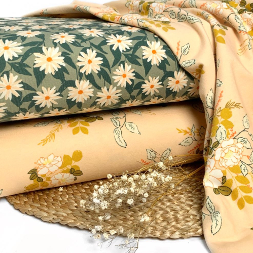 Preview: RESTSTÜCK 1,60m !!! - Jersey - Mildred´s Pressed Flowers - Her & History - Art Gallery Fabrics