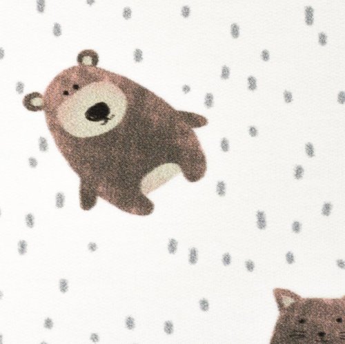 Preview: RESTSTÜCK 1,3m !!! - French Terry - Mini Forest - Tierfreunde - naturweiß/braun - Swafing